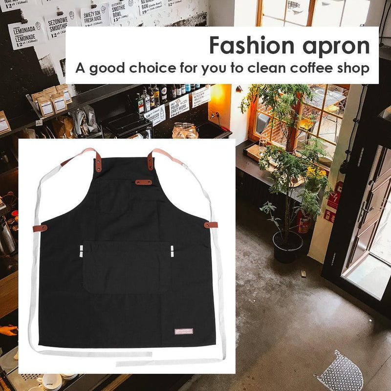 Men Women Canvas Apron Adjustable Home Kitchen Chef Cooking Pinafore with Poc