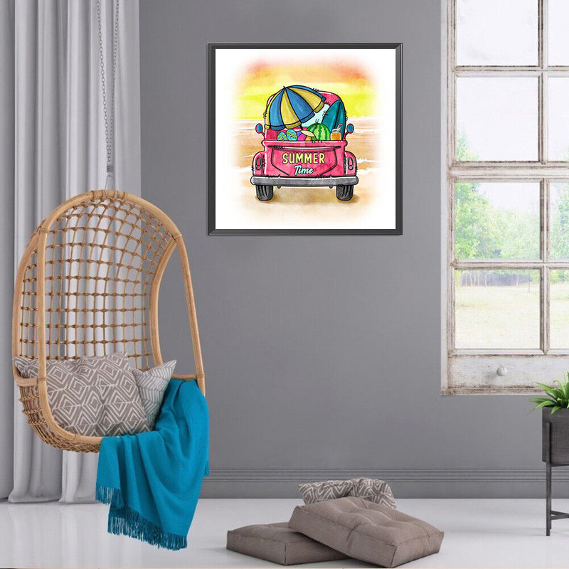 5D Diamond Painting Summer Car Full Round Rhinestone DIY Mosaic Kit Home Picture