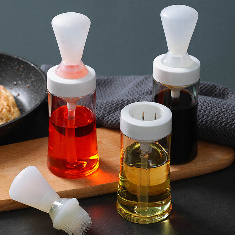 Kitchen Silicone Oil Bottle Barbecue Grill Brush Dispenser Baking Tools