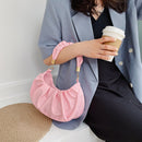 Women Fashion Pleated Shoulder Underarm Bag Hobos Solid Color PU Leather Wallet