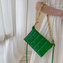 Women Geometric PU Messenger Bag Fashion Solid Color Chain Rectangle Handbags