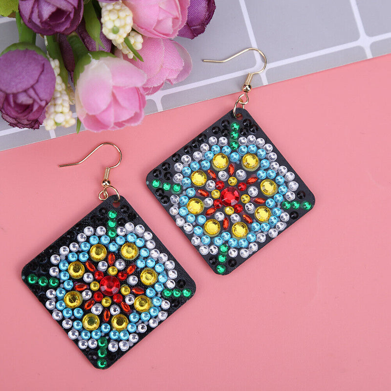 5D DIY Diamond Painting Earrings Double-sided Square Drop Earrings (RZ013) Newly