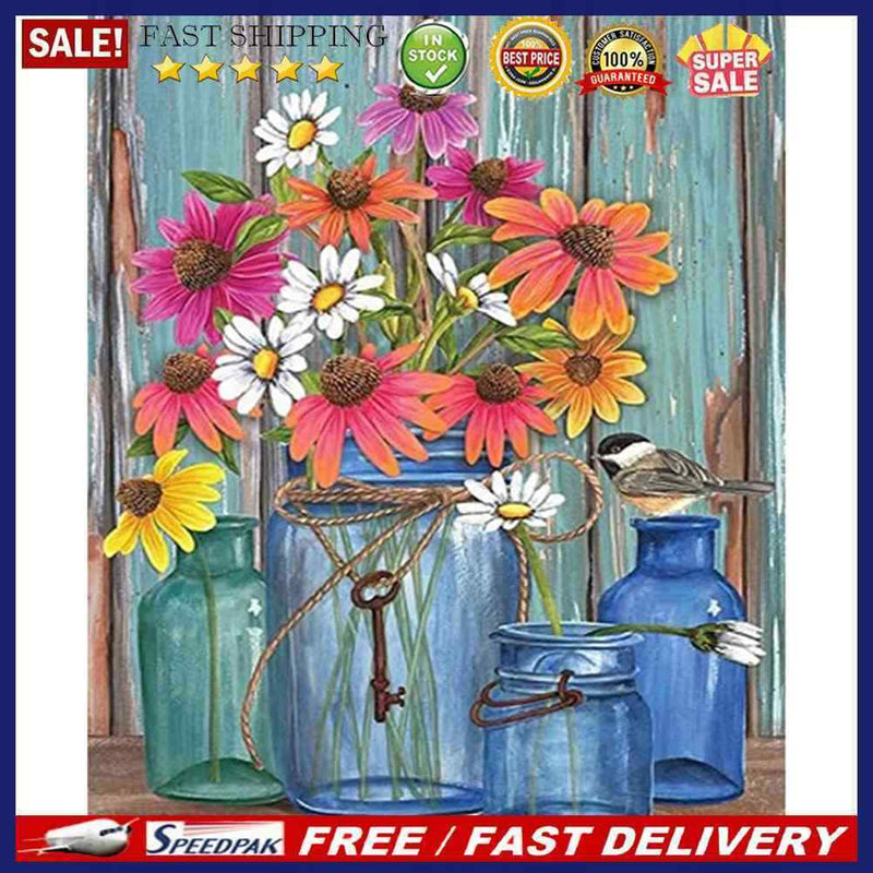 DIY Paint By Number Kit Vase Flower Bird Abstract Acrylic Paint Art Craft Gift