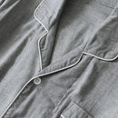 Men Cotton Pajamas Sets Long Sleeve Tops Clothes Sleepwear Suit(Grey L)