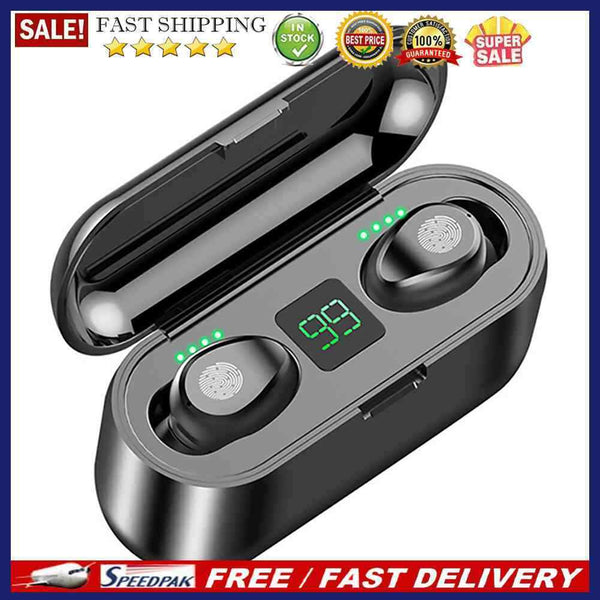 F9 TWS Earphone Wireless Bluetooth-Compatible Sports Headsets with Charging Case