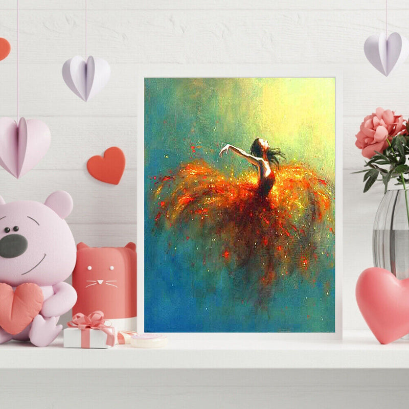 Frameless Dancing Girl Oil Paint By Numbers Kit DIY Acrylic Handmade Handic