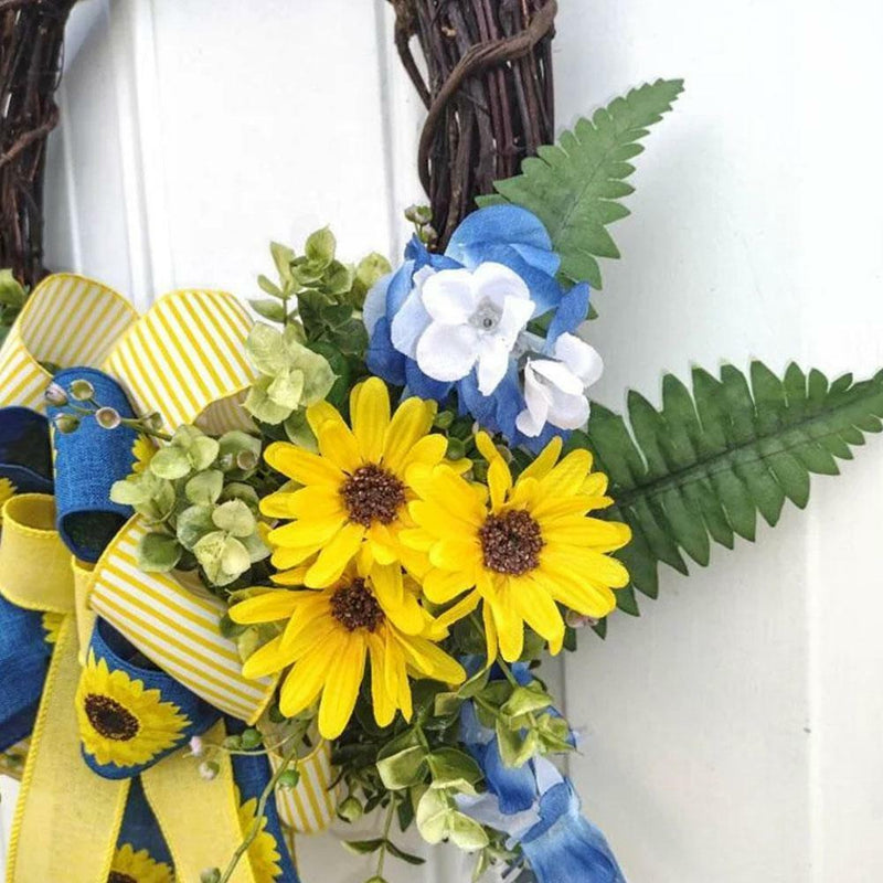 Ukraine Support Wreath Show Solidarity Sunflower Blue Yellow Flower Triangle