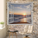 Window Beach Hanging Tapestry Wall Background Cloth Home Decor (100x75cm)