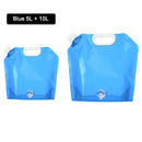 2pcs 5L+10L Collapsible Outdoor Camping Drinking Water Bag (Blue+Blue) Newly