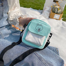 Fashion Women Hit Color Canvas Cartoon Printing Mini Flap Crossbody Shoulder Bag