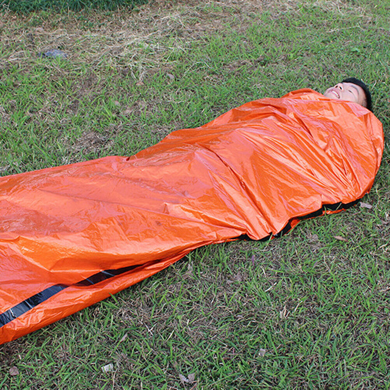 Outdoor Emergency Sleeping Bag Survival Sleep Pouch with Whistle (Orange) Newly