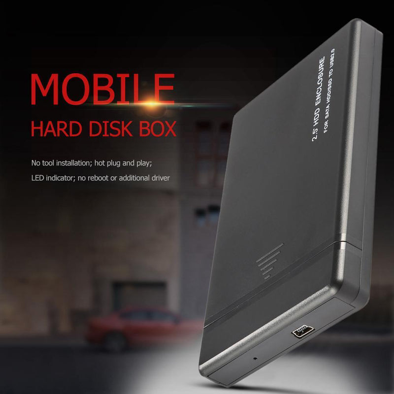 2.5 Inch USB2.0 SATA Hard Disk Drive Box External HDD Enclosure (Black)