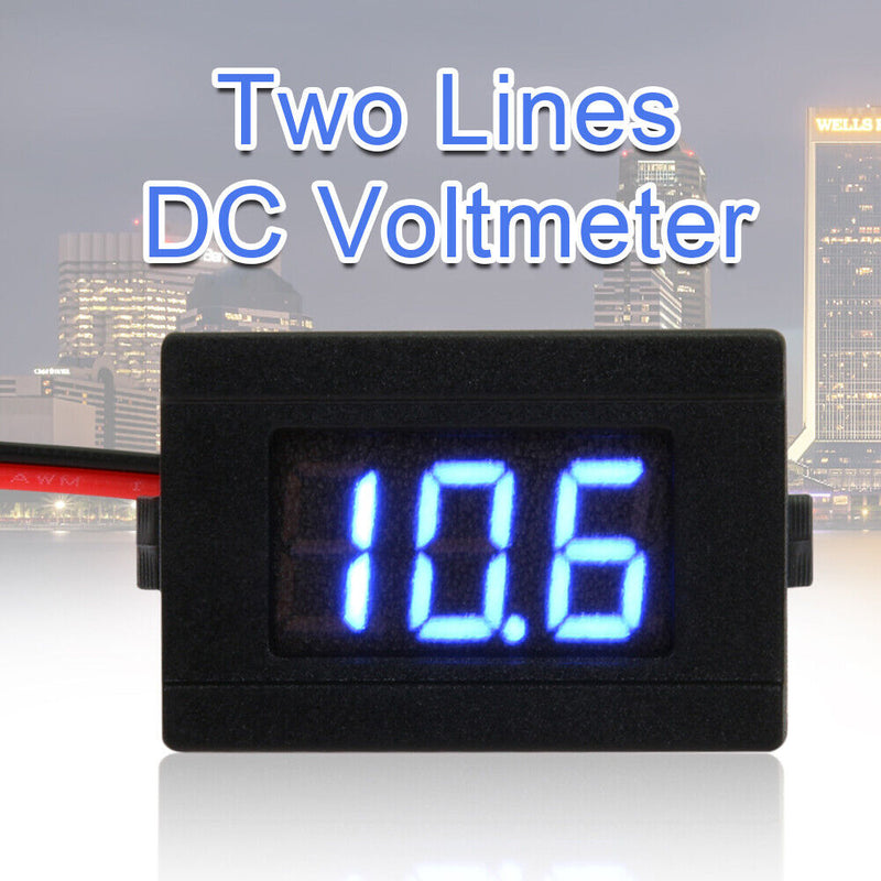 0.36inch LED Digital Voltmeter DC 4.5-30V Two Line Volt Meter(Blue)