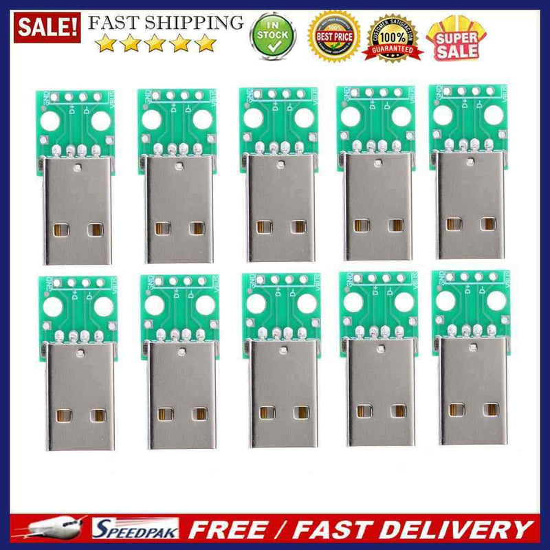 10pcs 4Pin USB Adapter Board USB Male Plug to DIP 2.54mm Welded Adapter Pla