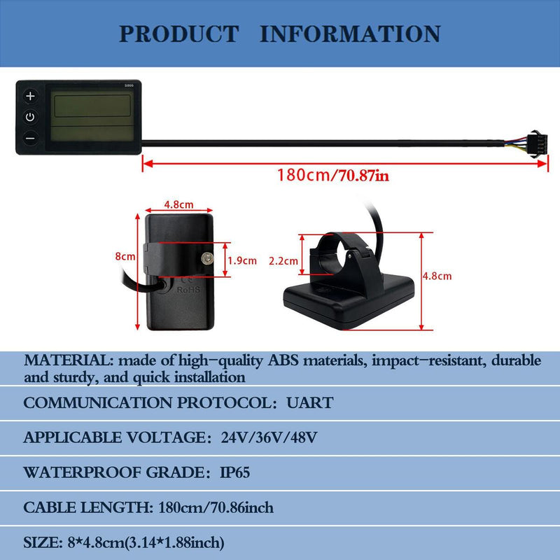 Electric Bike S866 24/36/48V Plug LCDDisplay For E-bike Scooter Part Waterproof