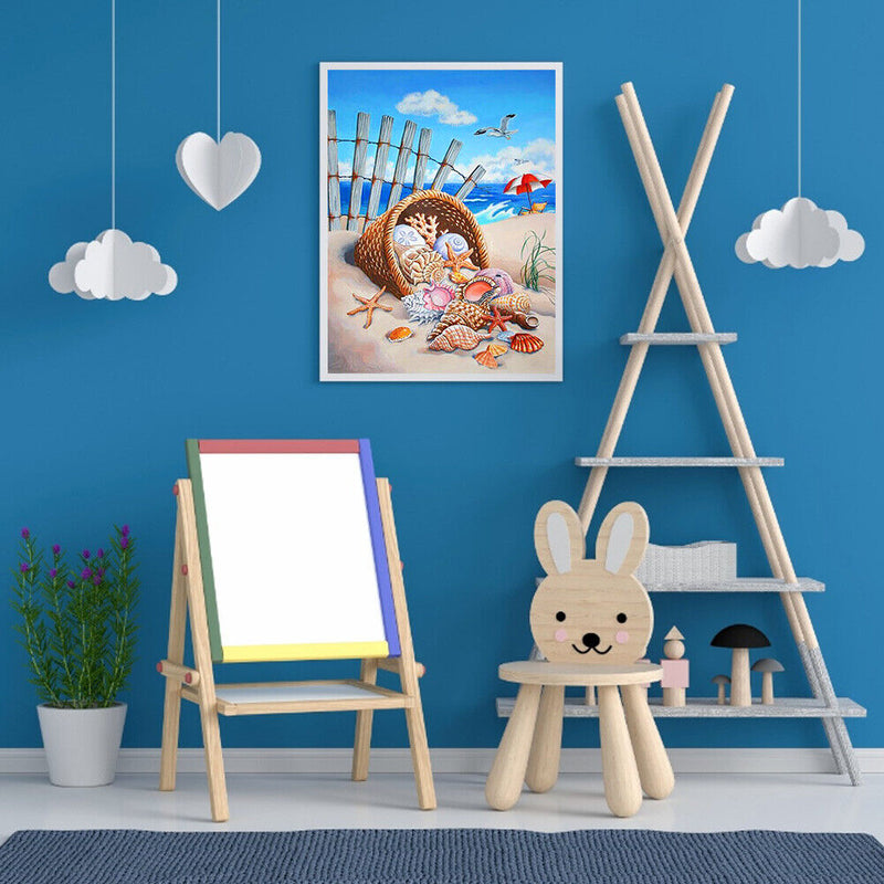 Beach Conch Drawing Frameless DIY Oil Paint by Numbers Canvas Home Decor