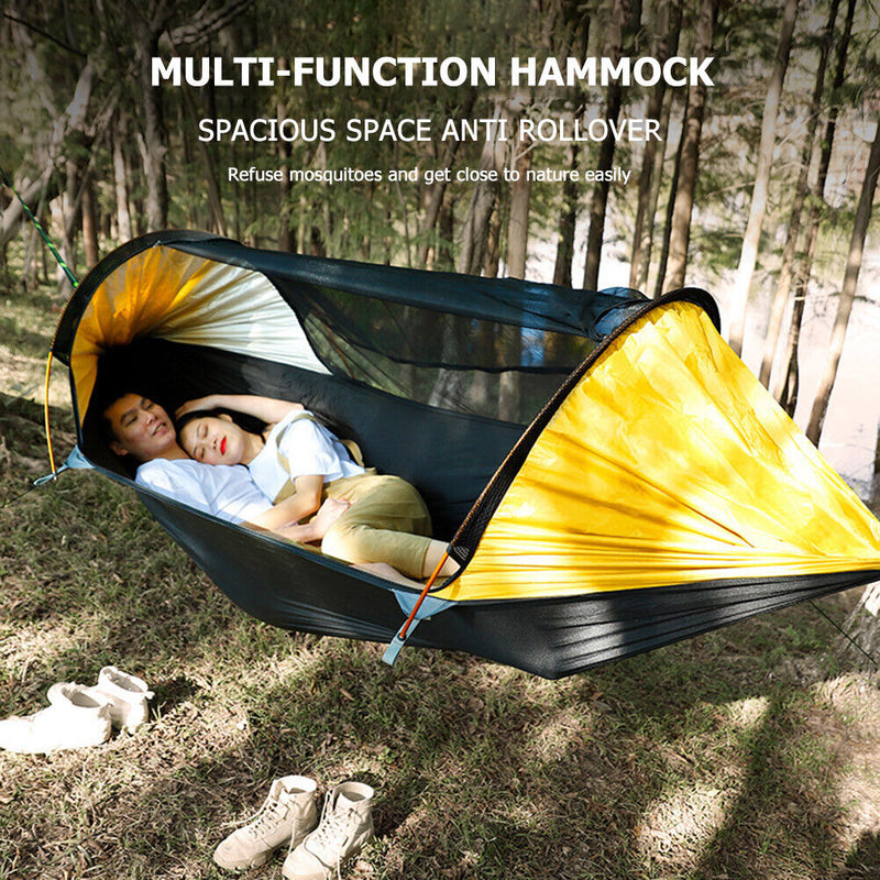 #A Camping Hammock Mosquito Net 2 Person Aluminum Pole Travel Tree Hanging Beds