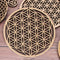 Wooden Wall Sign Slice Wood Base Flower Of Life Energy Mat Flower of Life Shape