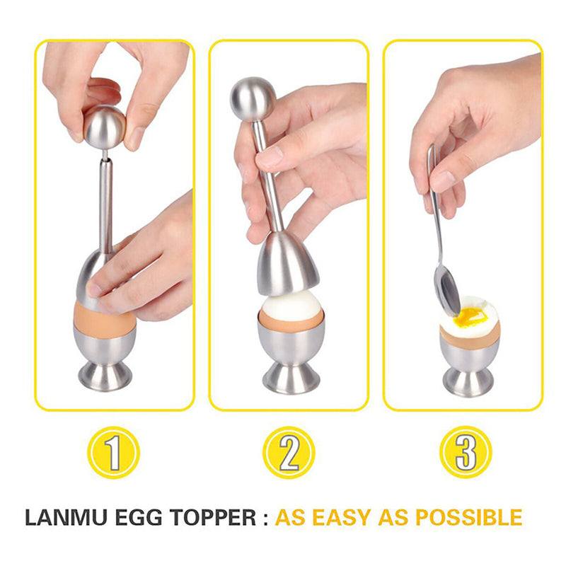 Egg Topper Cracker Set, Cutter with 2 Cups, 2 Spoons, for Hard, Soft Boiled Eggs