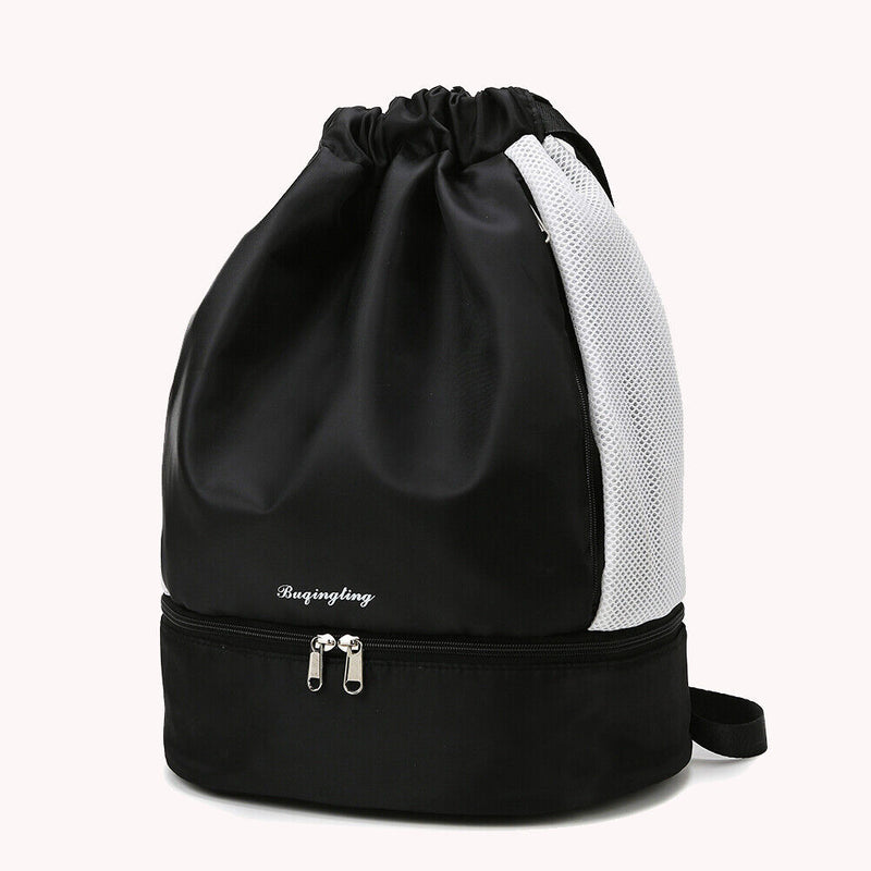 Drawstring Fitness Swimming Backpack Sports Dry Wet Bag Rucksack (Black) Newly