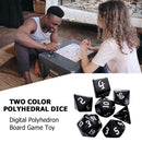 7pcs/Set Multi-Sided Digital Dices D4 D6 D8 D10 D12 D20 for TRPG (White) Newly
