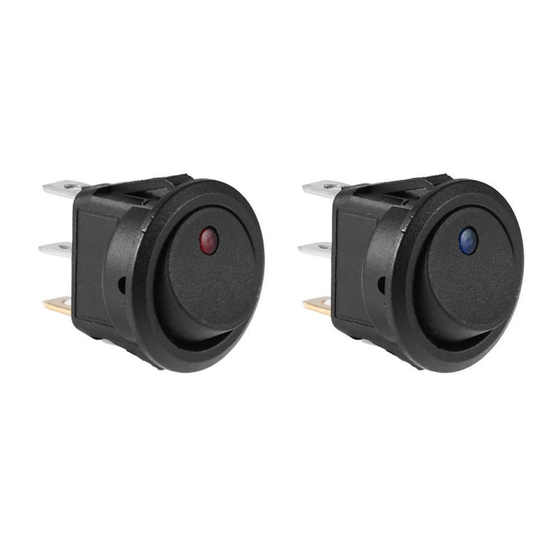 10pcs Car Auto Boat On Off Round Dot LED Rocker Toggle Switch(Blue)
