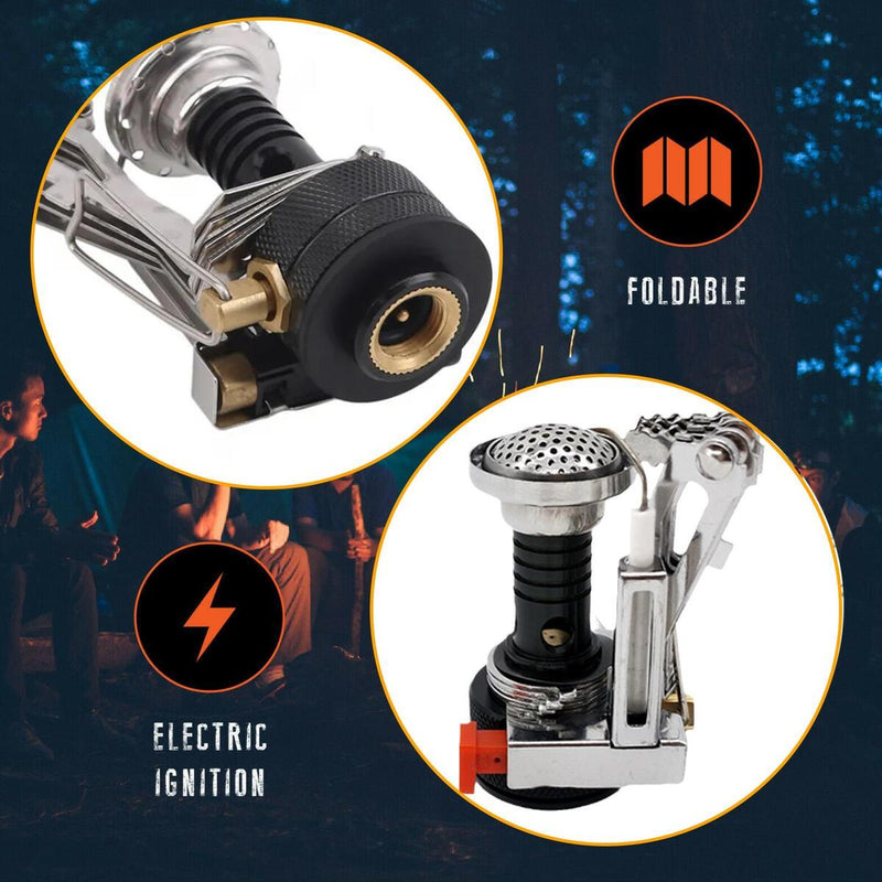 Portable Camping Stoves Backpacking Stove with Piezo Ignition Adjustable Valve~