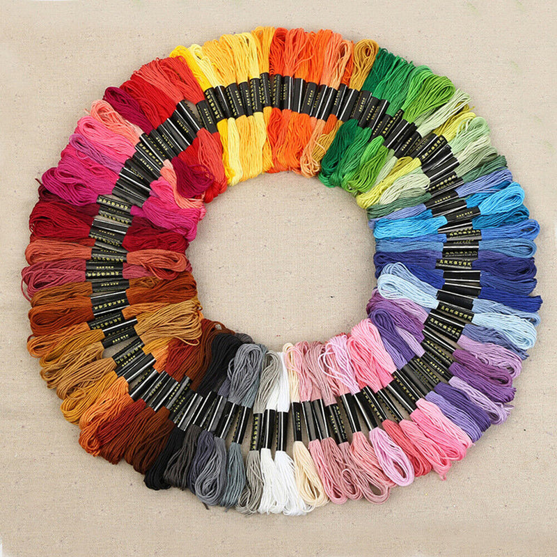 100 Colors Embroidery Thread Hand Cross Stitch Floss Strands Craft DIY Handge