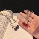 Punk Link Chain Stainless Steel Necklace Hip Hop Clavicle Chain Cherry Pendant