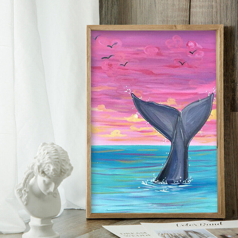 Hand Painted on Canvas DIY Marine Life Oil Paint By Numbers Drawing Kit Ornament