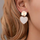 Heart Pendant Earrings Round Metal Geometric Women Ear Drop Jewelry (01)