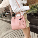 3pcs/set Fashion Women Beads Tassel PU Clutch Shoulder Bucket Bags (Pink)