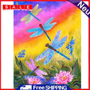Diamond Painting 5D Full Round Drill Mosaic DIY Colorful Dragonfly Art Decor Kit