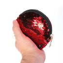 Multi Sequins Coin Wallet Women Change Purse Girls Round Clutch Bags (Red)