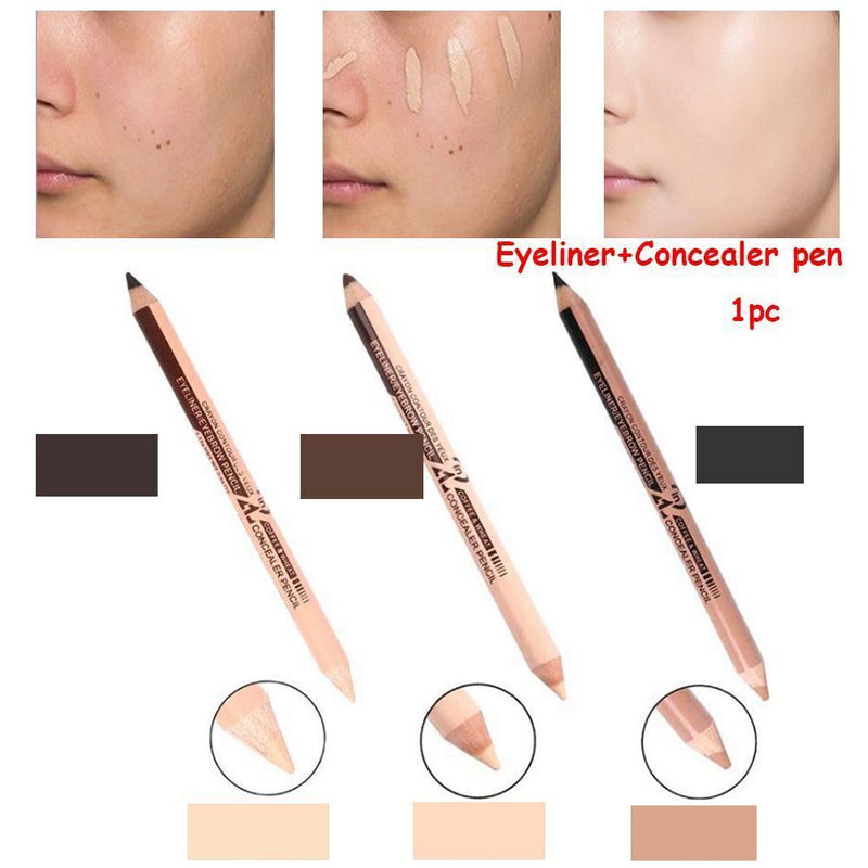 Eye Double Ended Waterproof Cosmetic Concealer pen Makeup up Eyeliner Eyebrow
