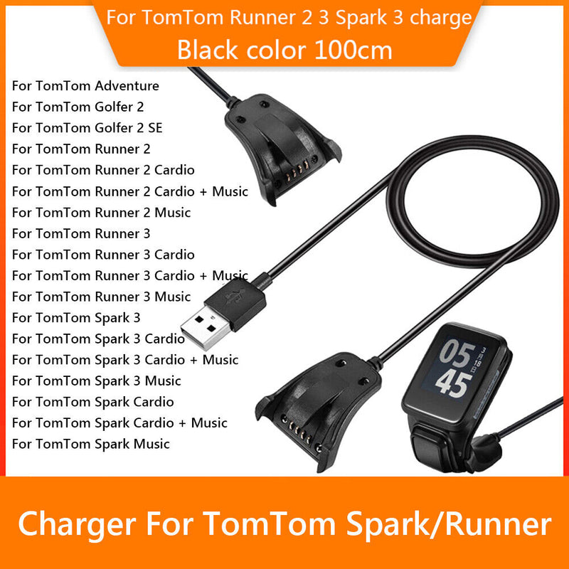 100cm USB Charging Cable Watch Charger Cord for TomTom Spark Runner2/3/Spar