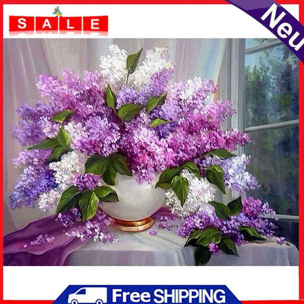 5D Diamond Painting Window Sill Flowers Full Round Rhinestone DIY Home Decor