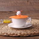 5pcs Silicone Cup Cover Heat-resistant Leak Proof Cartoon Lid (Elk)