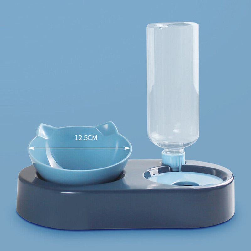 2 in 1 Pet Cat Feeder Bowl Automatic Drinking Water Puppy Bowl (Blue) Newly