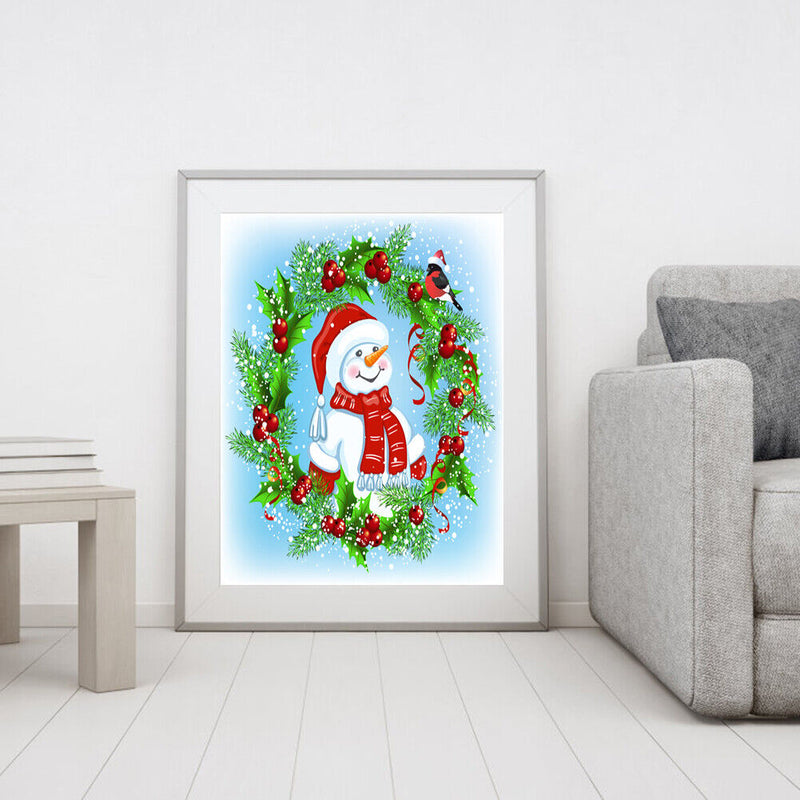 Xmas Snowman Oil Paint By Numbers DIY Coloring Picture Kits for Adults Children