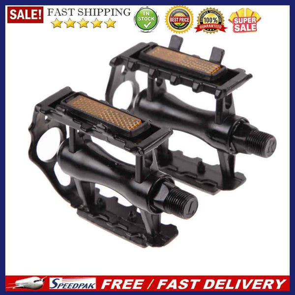 1 Pair BMX MTB Aluminium Alloy Mountain Bicycle 9/16" Pedals Flat(Black)