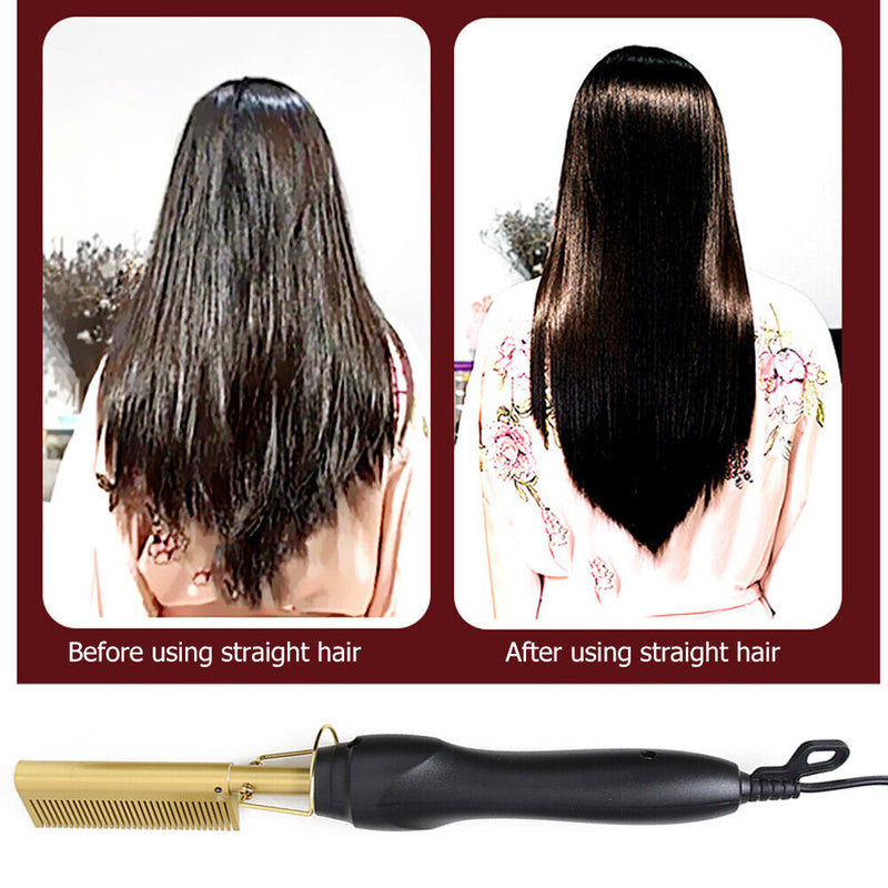 2 in 1 Hair Straightener Curler Electric Hot Heating Iron Styling Comb (EU)