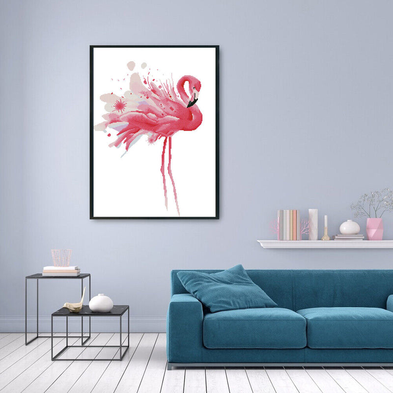 Needlework Kit Pink Animal Stamp DIY Living Room Wall 11CT Handmade Cross Sti