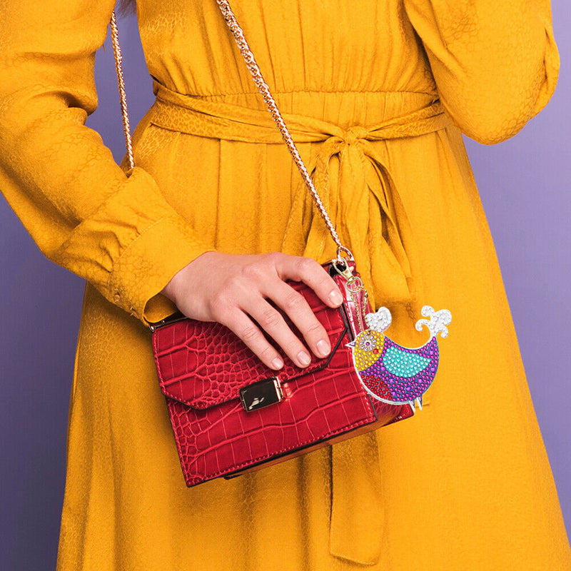 4pcs DIY Bird Mosaic Keyring Full Drill Special Shape Diamond Drawing Kit Newly