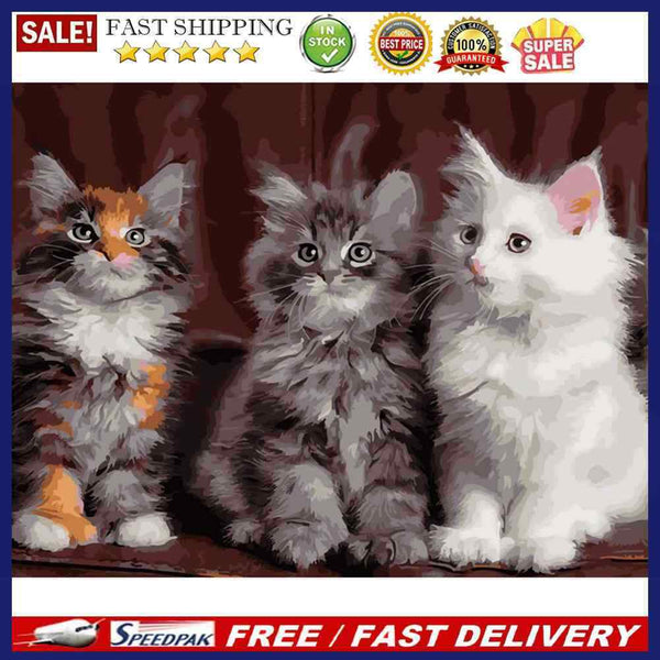 DIY Digital Painting By Numbers Cat Canvas Picture Modern Home Living Room Decor