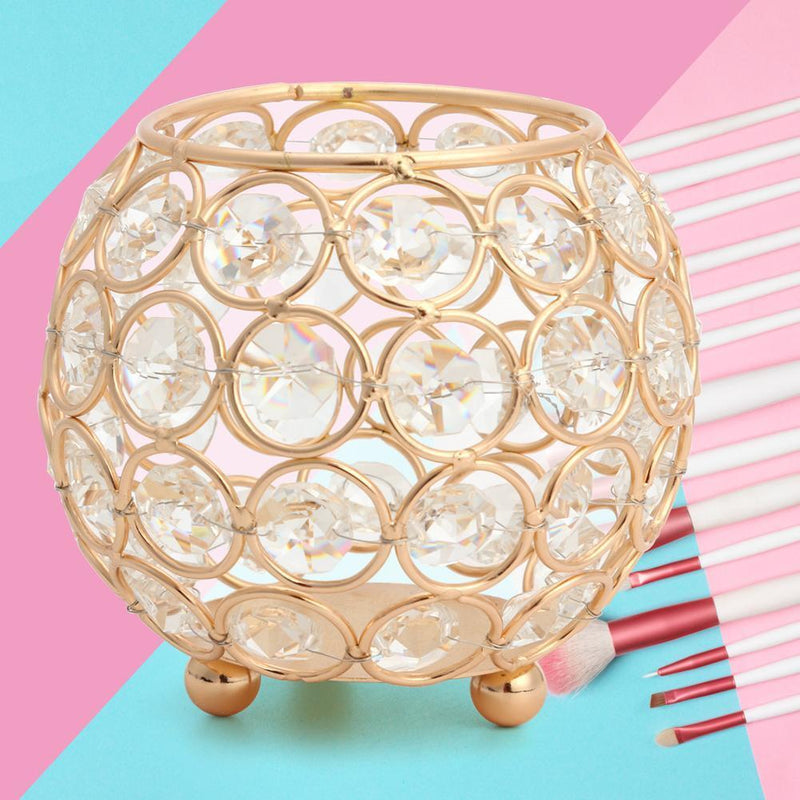 European Style Round Crystal Makeup Brush Storage Box Jewelry Organizer Newly