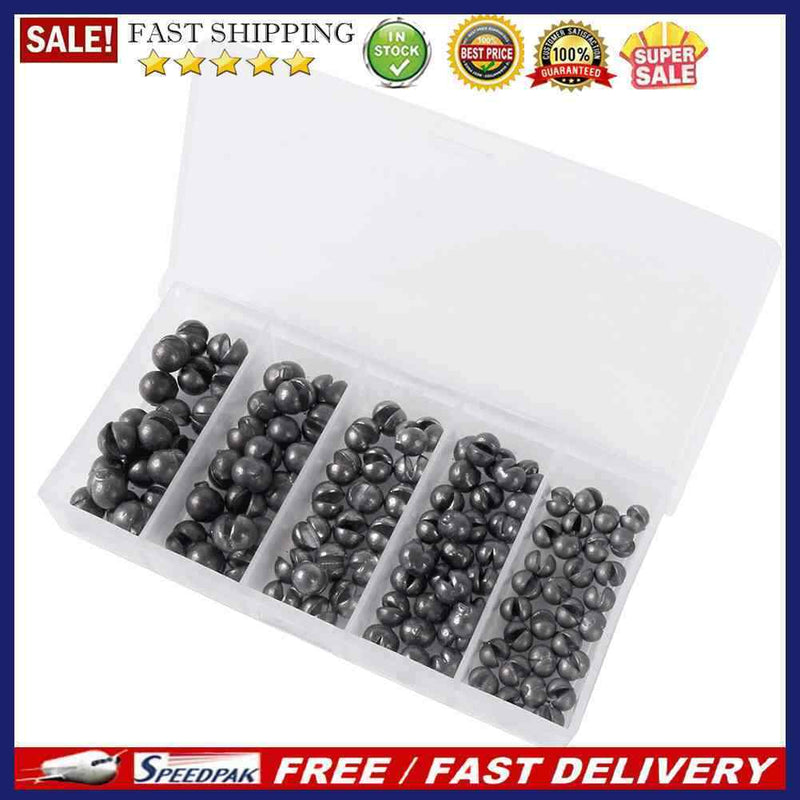 100pcs 0.2/0.5/0.8/1/1.5/2g Round Split Shot Fishing Weights Sinkers Assort