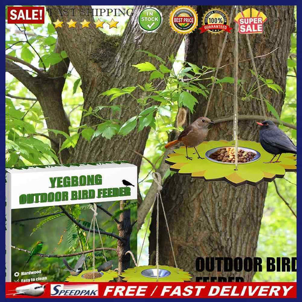 Outdoor Bird Feeder Stainless Steel Plate Hanging Feeder Garden Yard Decoration