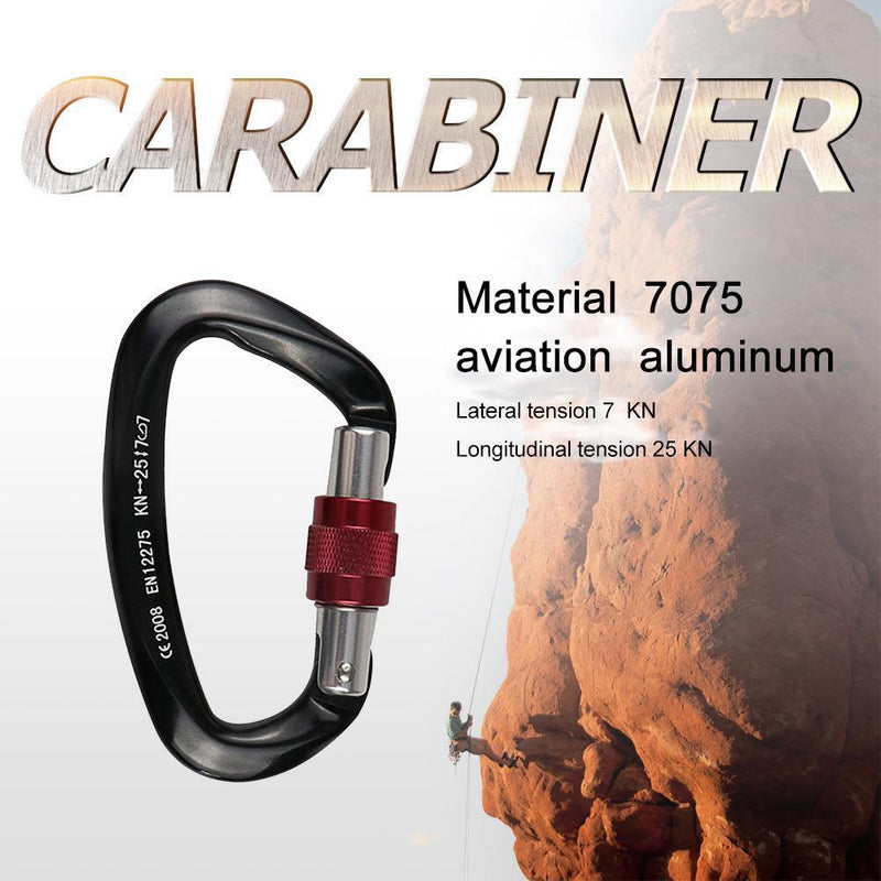 25KN Rock Climbing Carabiner D-Shaped Locking Screwgate Carabiner Hot-Forged