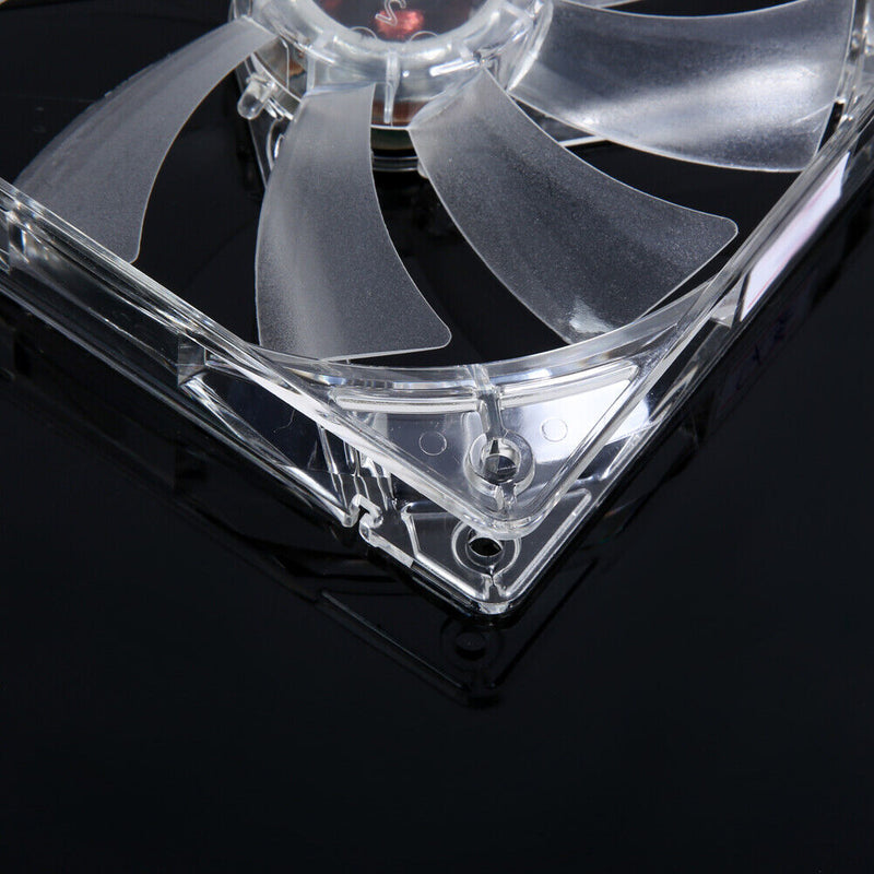 LED Light CPU Cooling Fan Computer PC Clear Case Quad 12CM Heatsink Red